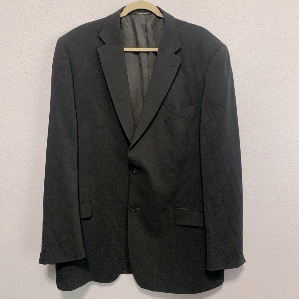 Joseph & Feiss Menโs Wool Navy Blue Lined Two Button Blazer 46L